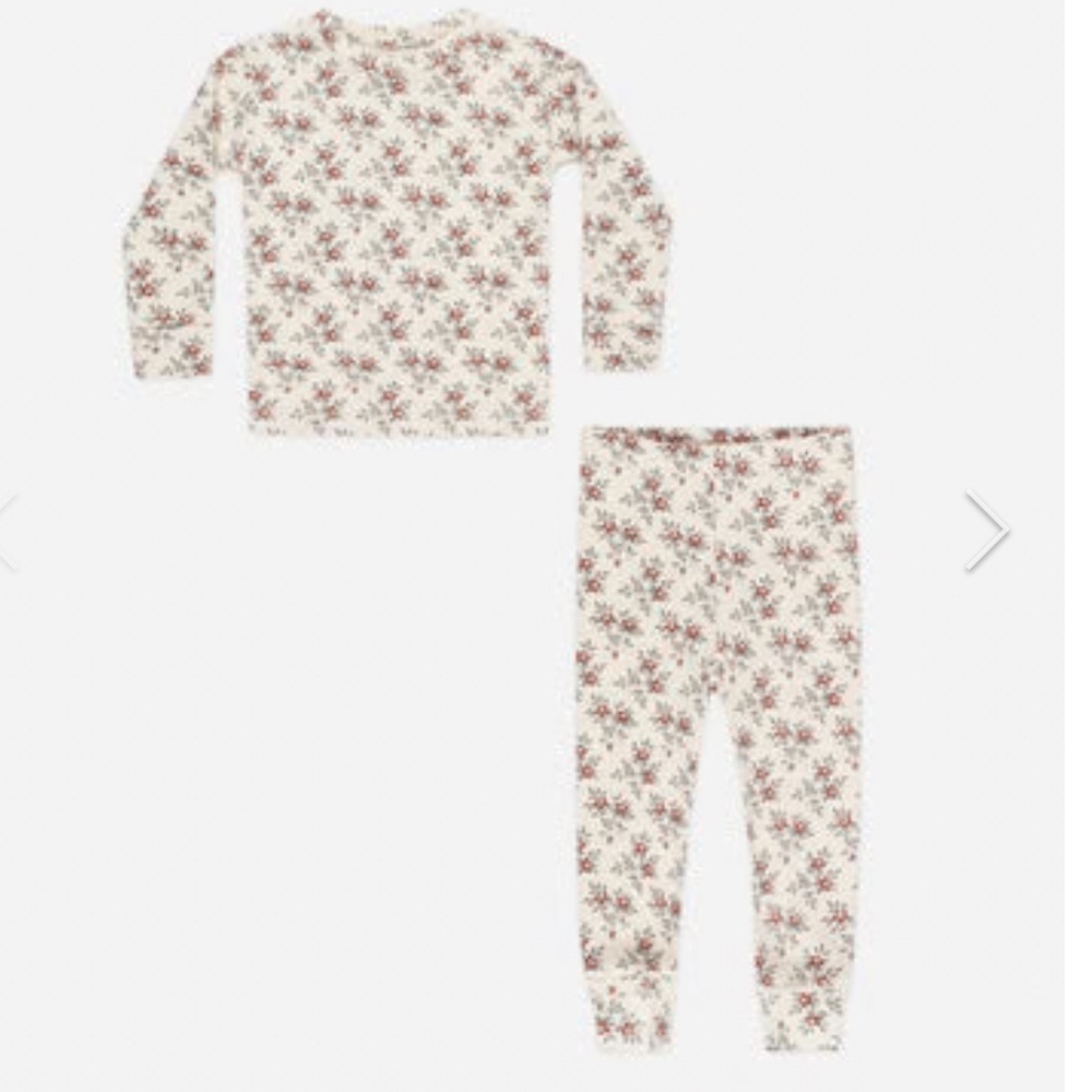 Rylee + Cru Holiday Floral Print Pajama Set Organic Cotton